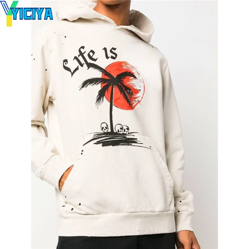 YICIYA hoodie sweatshirts palm brand Sunset y2k Unisex Winter white Hoodies Long Sleeves Sweater CLOTHES MAN Female HOOD coats