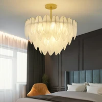 2022 new light luxury living room chandelier creative feather glass ceiling chandelier for bedroom dining room interior lights