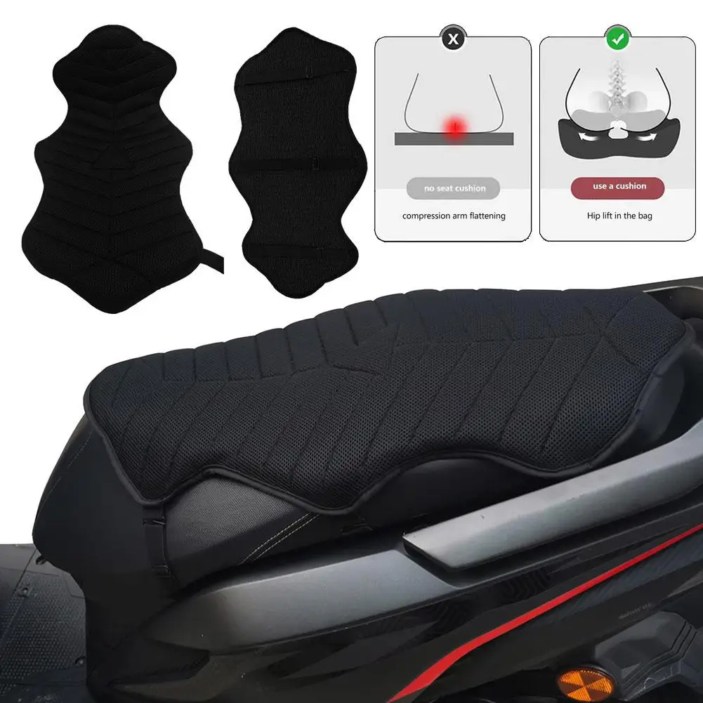 

Motorcycle Double Seat Cushion Sunscreen 3D Mesh Seat Anti-slip Cover Motorcycle Seat Cushion Breathable Shock-absorbing L3N3
