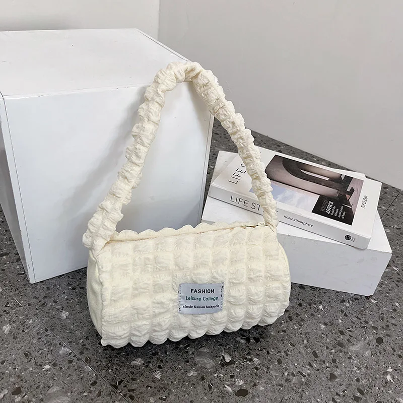 

Модные цилиндрические сумки на плечо для женщин, холщовые повседневные сумочки на плечо, дизайнерские дамские маленькие тоуты в подмышках