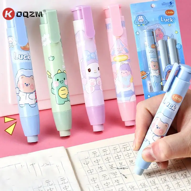 

Pressing Cartoon Pencil Eraser Pen Type Cute Eraser Replaceable Rubber Core School Student Rubber Eraser Kid Gifts Office Eraser