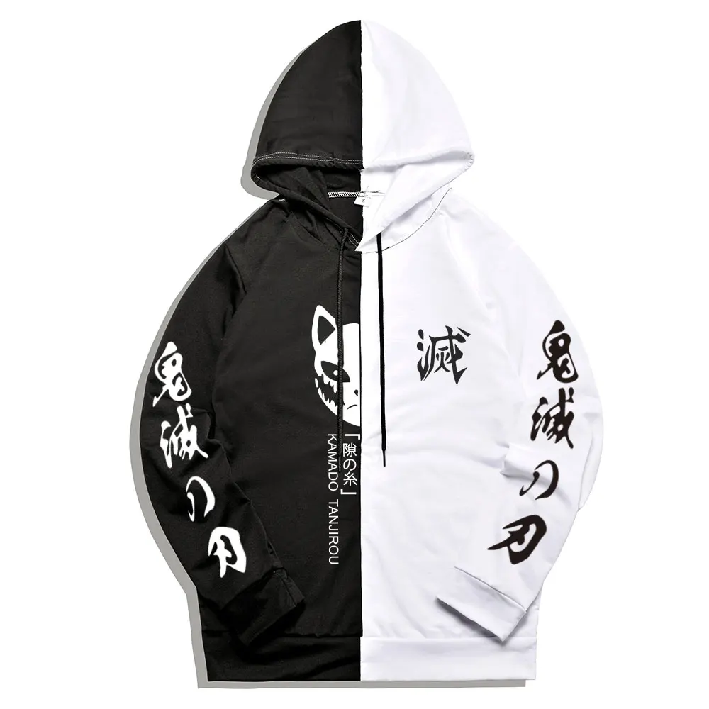 

Demon Slayer Hoodies Sweatshirt Men Women Thin Patchwork Chibi Rengoku Eating Anime Hip Hop Streetwear Hoodies Sweatshirts