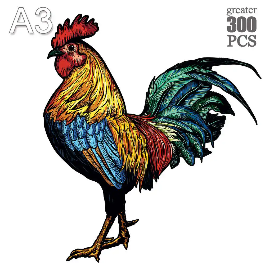 

Wooden Animal Puzzles Jigsaw for Adults Kids Mysterious Chicken A3 A4 A5 Size Puzzle Christmas Gifts Family Games Wood Jigsaw