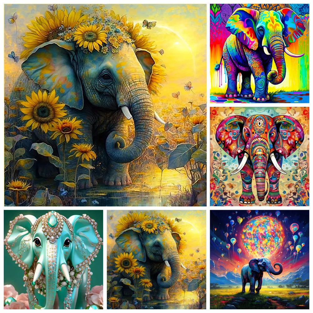 AZQSD Алмазная вышивка Слон Картина Полный Круглый Сверло Вышивка крестиком
