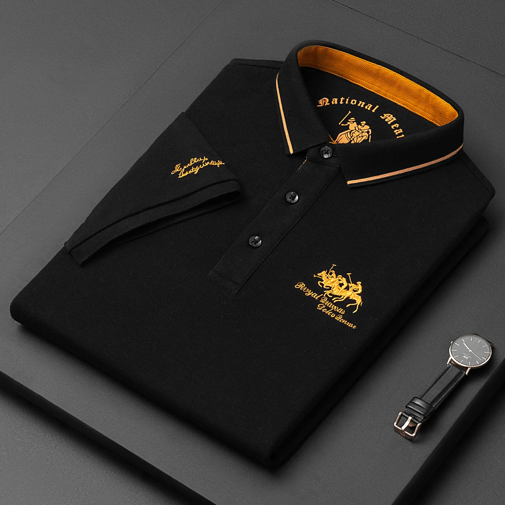 2023 New embroidered Polo shirt men's high-end luxury summer casual lapel short sleeve T-shirt Korean fashion men