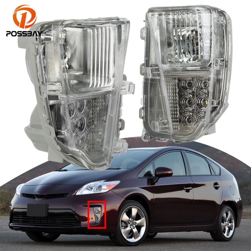 

POSSBAY Car Front Bumper Left/Right Fog Light Auto DRL Daytime Running Driving Lamp for Toyota 4-Door Prius-2012 2013 2014 2015