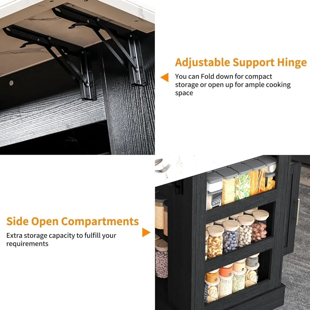 Большой кухонный остров с местом для хранения и розеткой ящиком регулируемыми