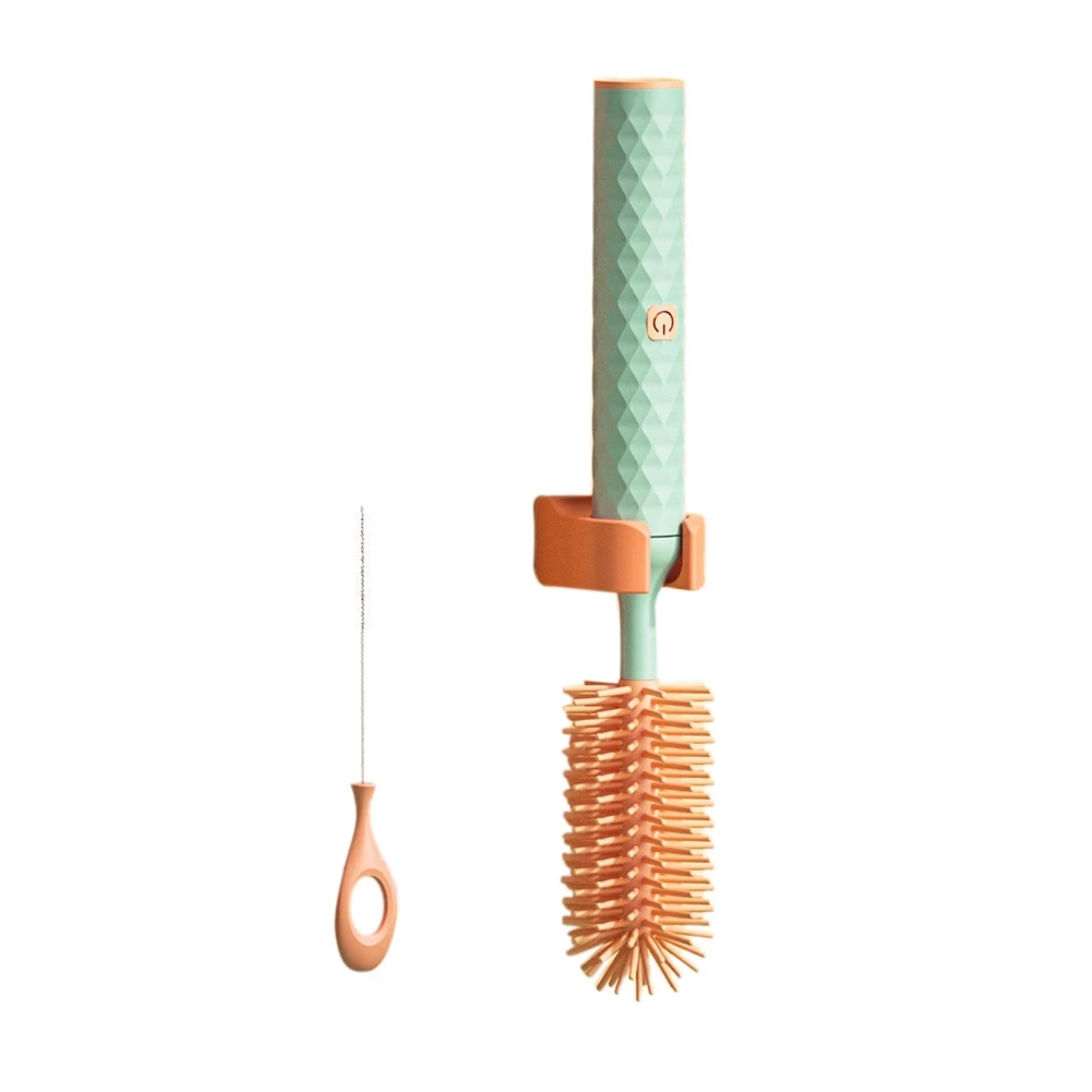 

Electric Baby Bottle Brush Bottle Cleaning Set Silicone Baby Nipple Straw Cleaner Waterproof Electric Cup Brush Green