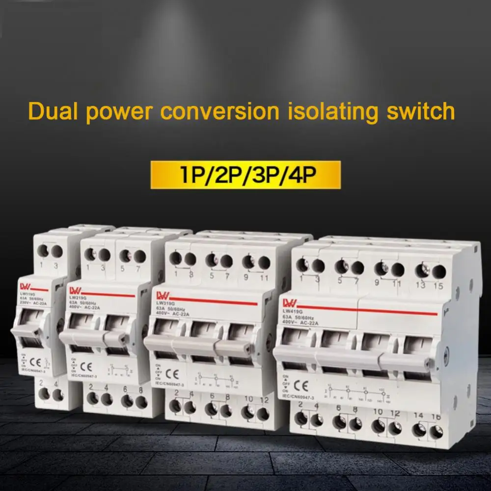 

Rail Mounted Circuit Breaker Sf219g Dual Power Conversion Disconnector Switch 1pc 63a Protector 1/2/3/4p Rail Type