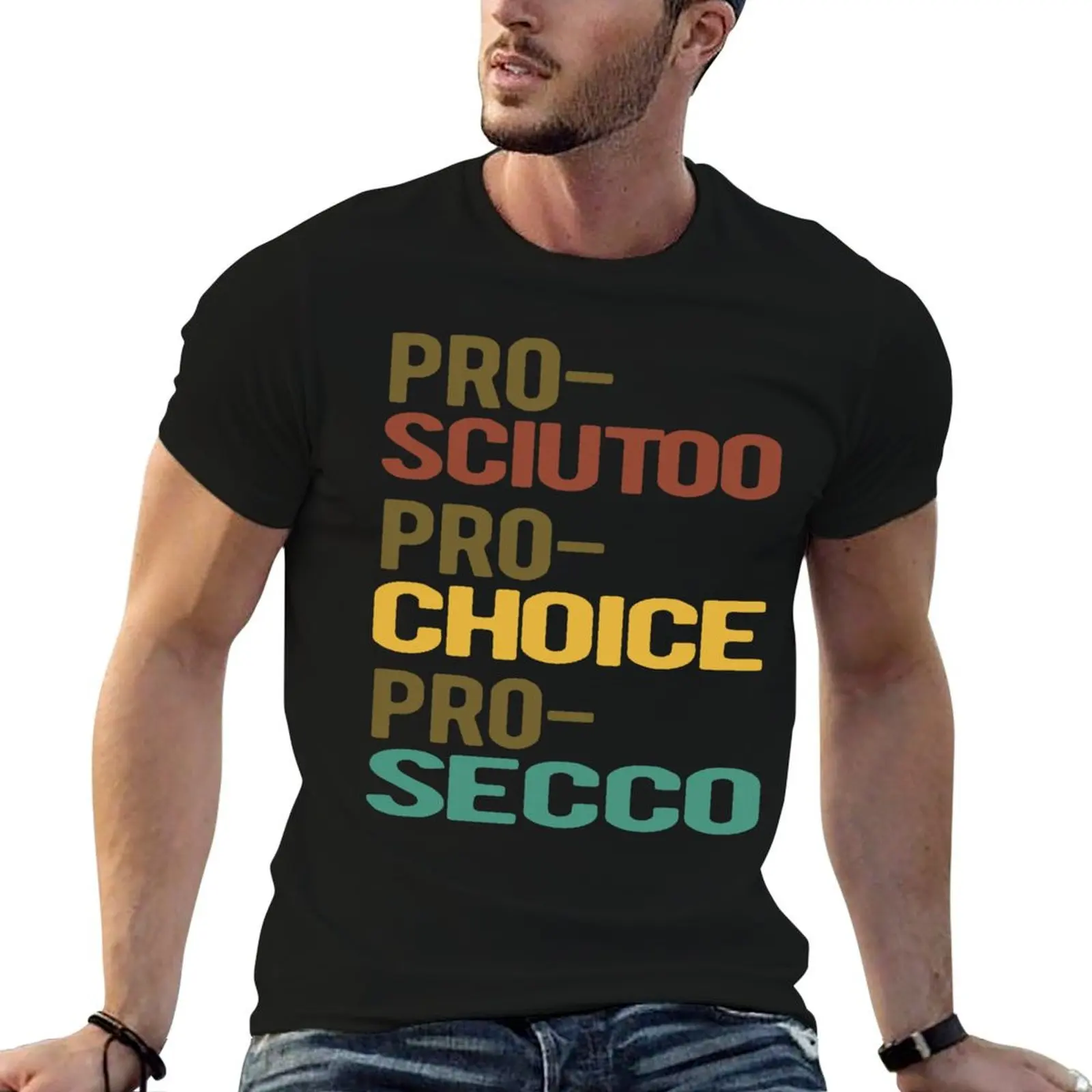 Фото Футболка Prosciutto Prosecco Pro Choice, мужская повседневная футболка, 100% хлопок, мужская футболка из хлопка №1