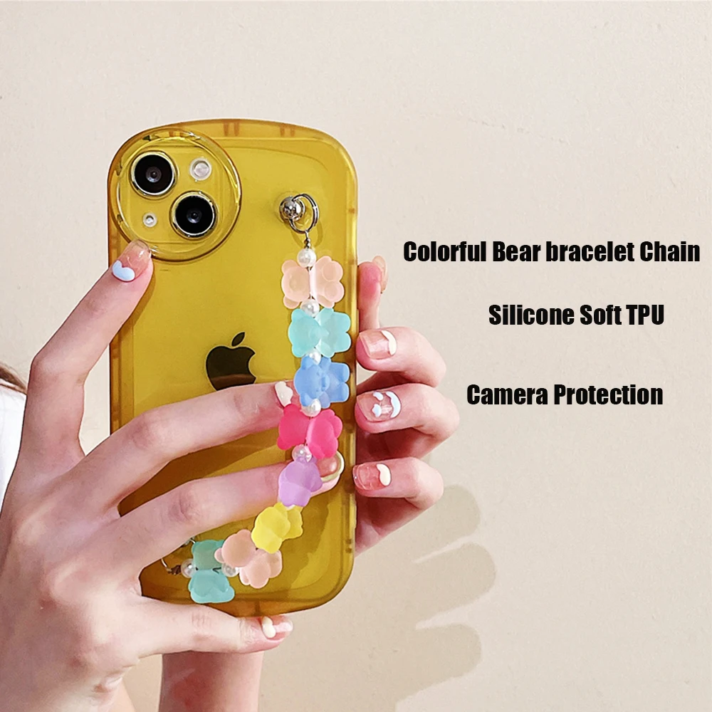 Роскошный прозрачный силиконовый 3D чехол с браслетом и цепочкой для Huawei P40 P40Pro P30