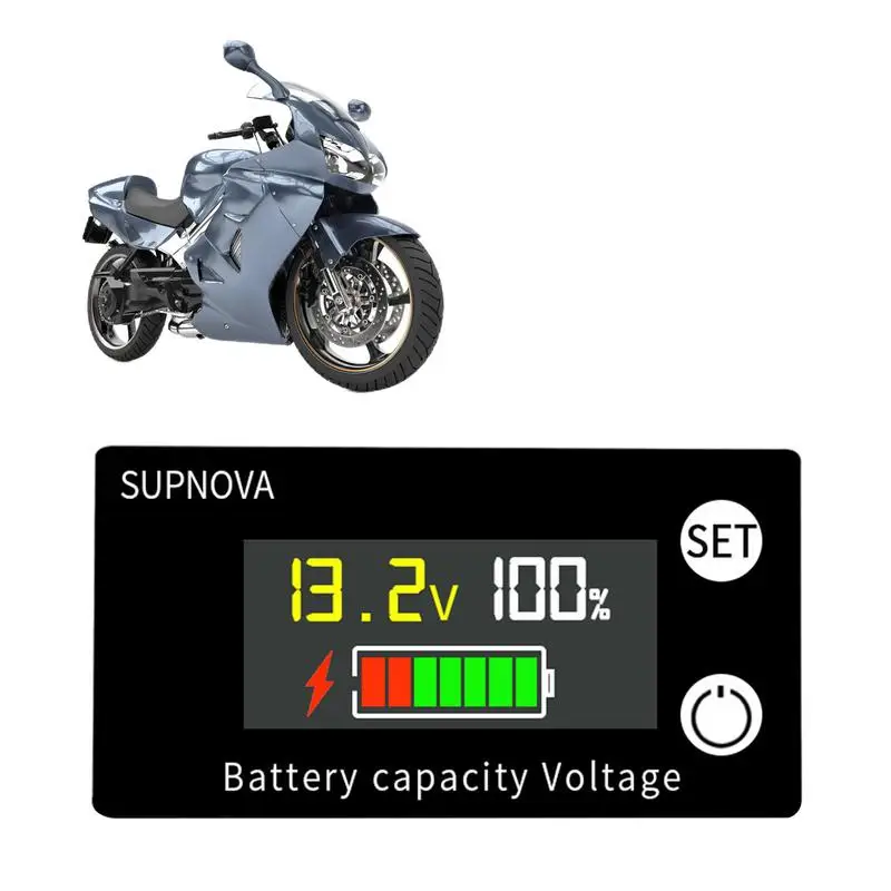 

Вольтметр для мотоцикла, Вольтметр постоянного тока для электромобиля, измеритель напряжения, цветной ЖК-экран, 8-100 в, свинцово-кислотный, литиевый, тестирование мощности