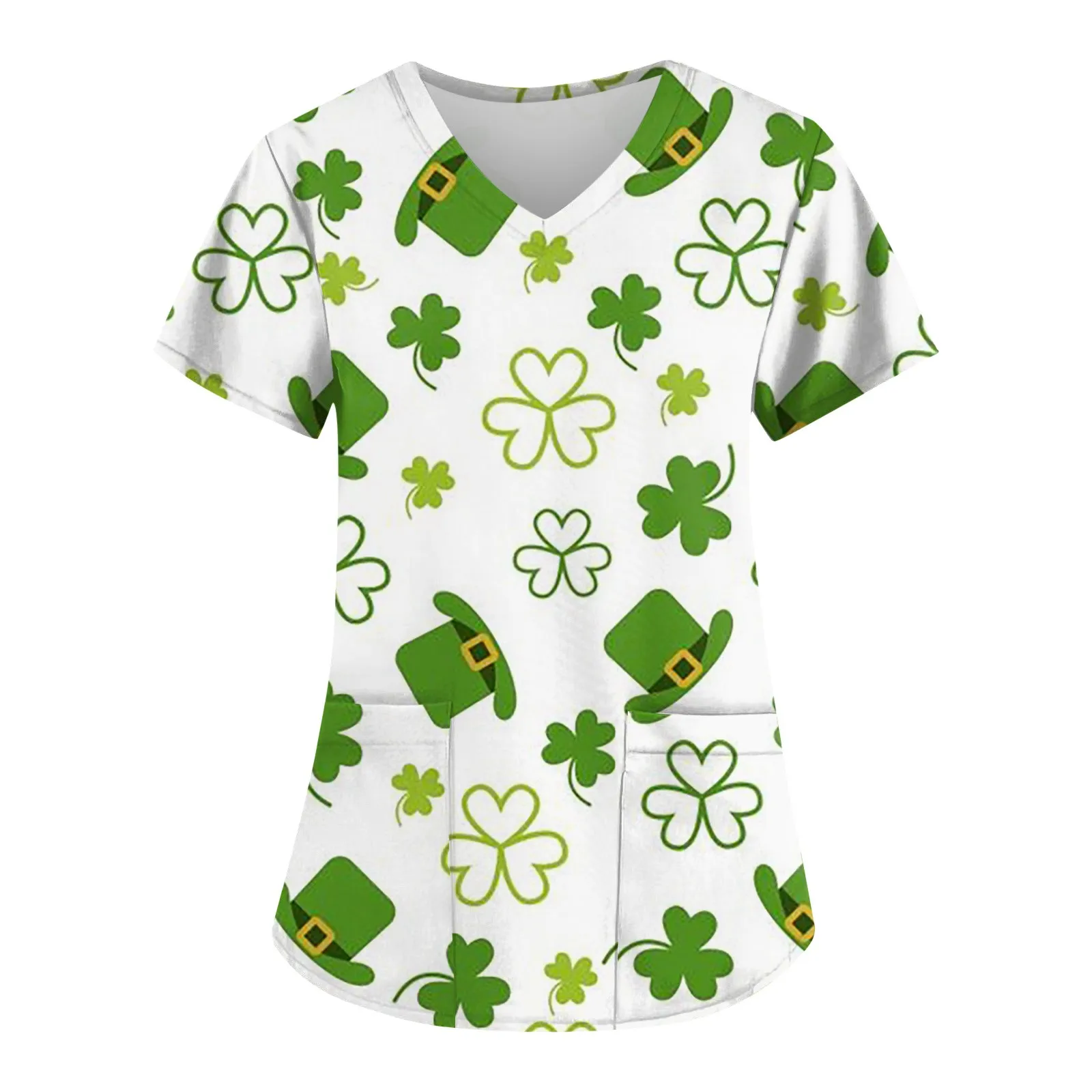 Женская модная Рождественская футболка с коротким рукавом и V-образным вырезом