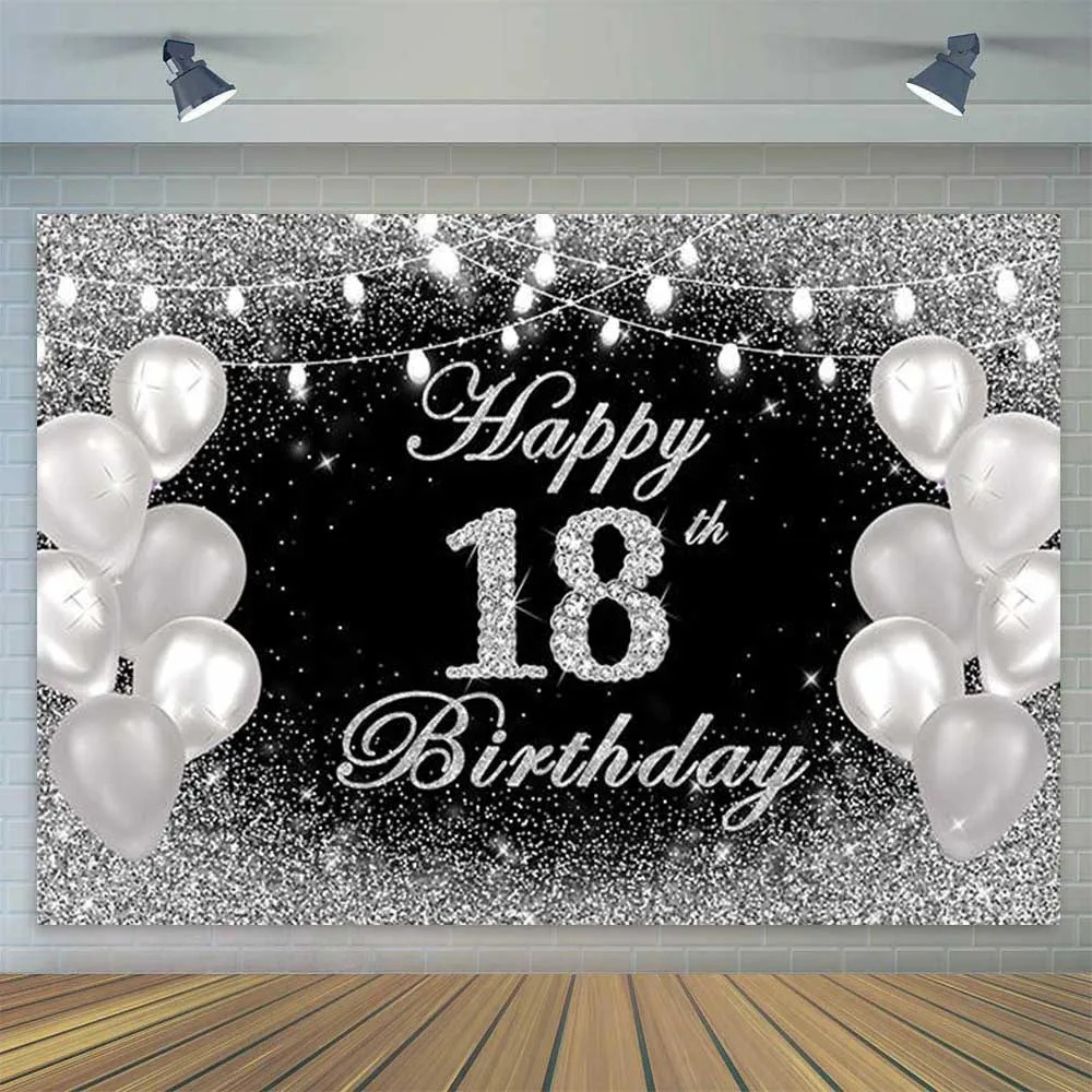 Виниловый фон для фотосъемки с изображением девятнадцати и 18-летия серебристого