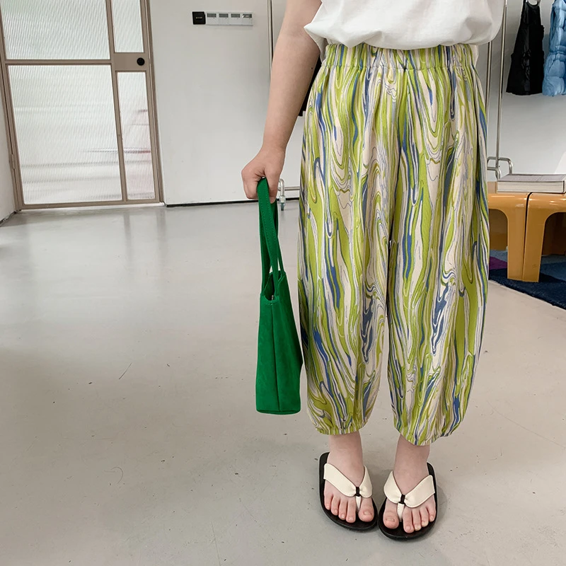 

Летние модные тонкие дышащие полосатые женские свободные брюки с ремешком на щиколотке