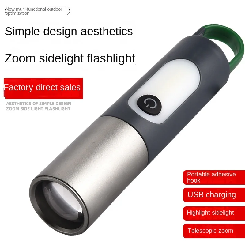 Led Aluminum Alloy Camping Lamp USB Flashlight Multifunctional Portable Outdoor Camping Power Bank Night Light Tent with Hook