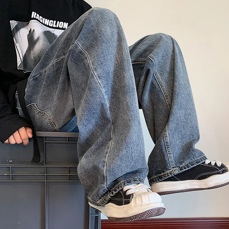 Hip Hop Baggy Jeans for Men Spring Autumn Fashion Denim Trousers Vintage Casual Stright Pants Oversized Bottoms Male Y2K Clothes