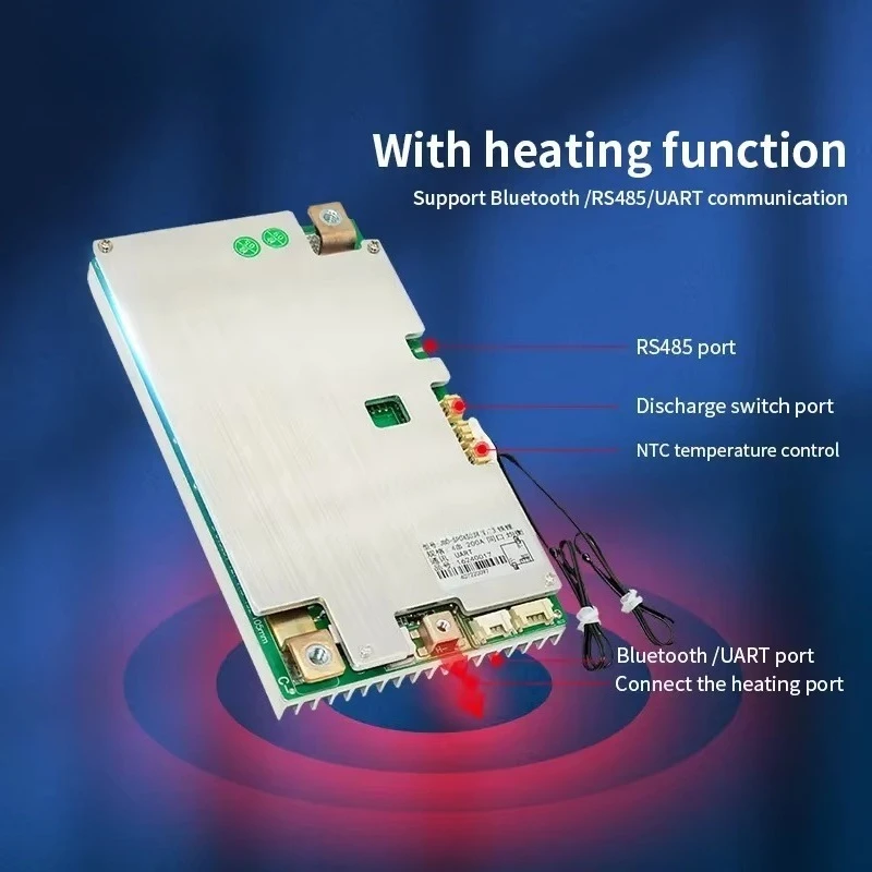 Плата Smart BMS JBD SP04S034 для LiFePO4 3S 4S 12В 100А 120А 150А 200А с Bluetooth, UART и функцией контроля температуры и подогрева (art.: 3920dc933058c) - 3920dc933058c