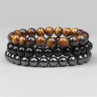 3pcsset fashion natural stone beads bracelet 8mm multilayer bangles for men women tiger eye beaded bracelet yoga jewelry gifts