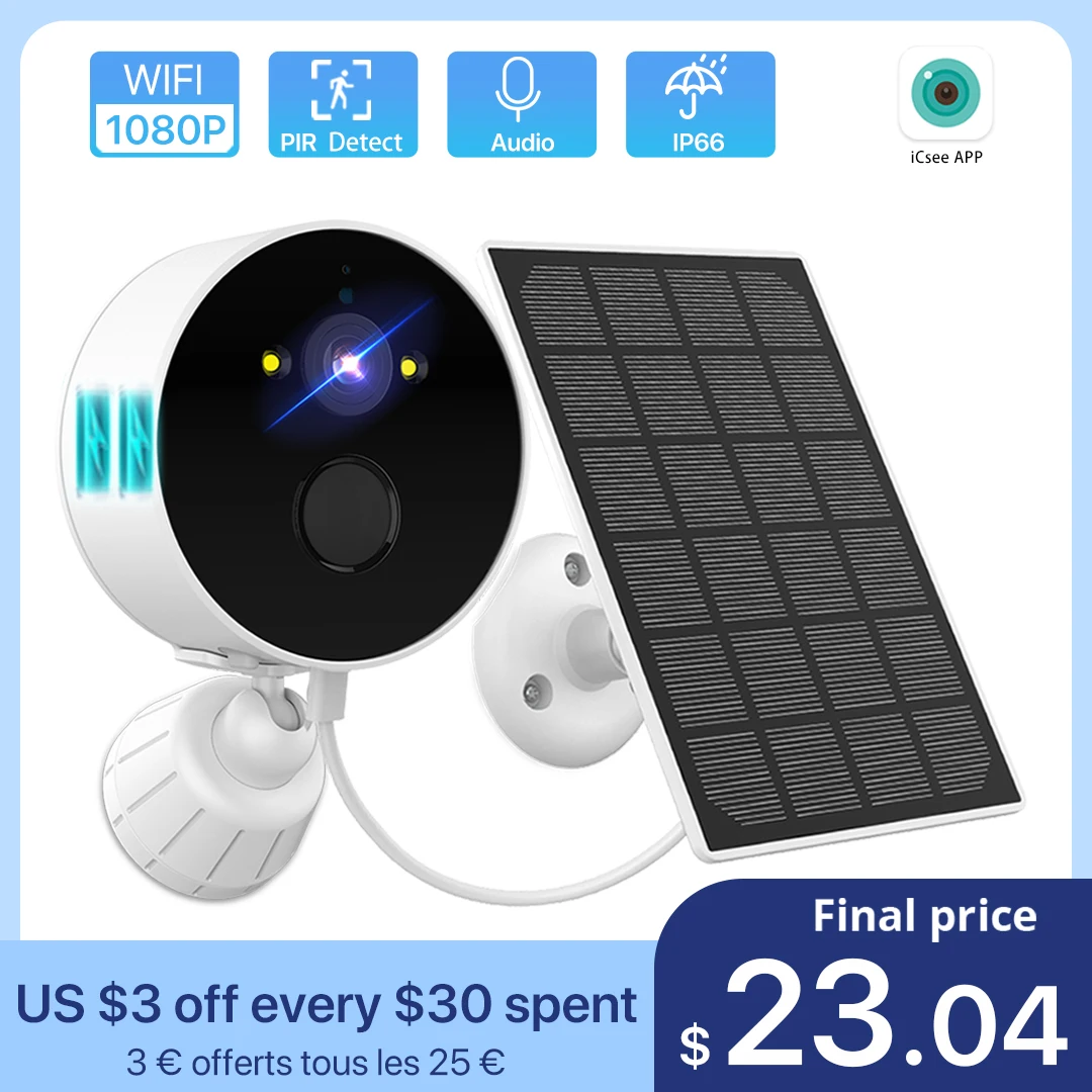 1080P Wi-Fi камера на солнечной батарее Беспроводная с питанием от батареи