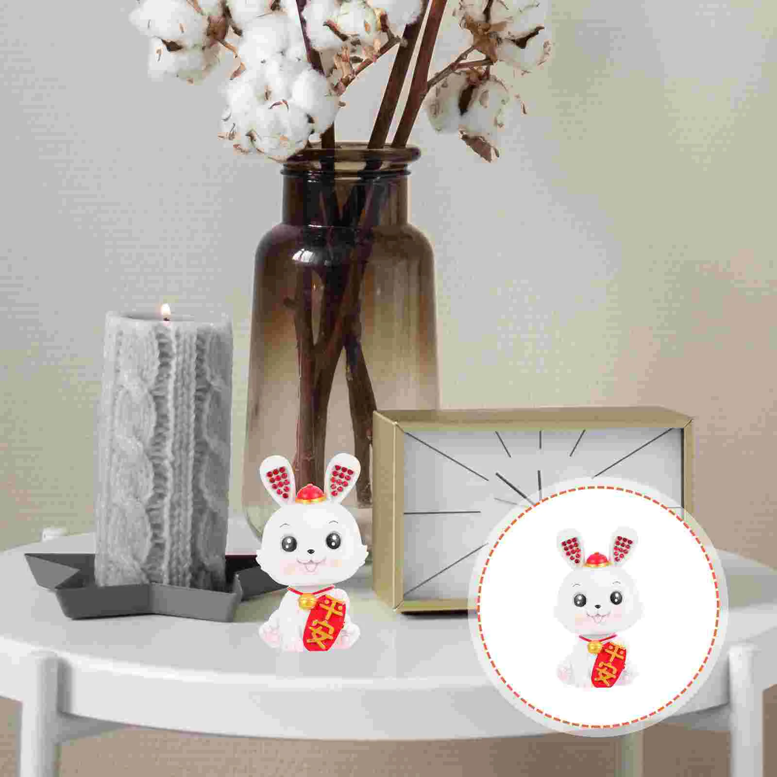 

Year Rabbit Decorations New Statue Chinese Decoration Bunny Cardashboard The Figurines Zodiac Resin Animal Figurine Favors Gifts
