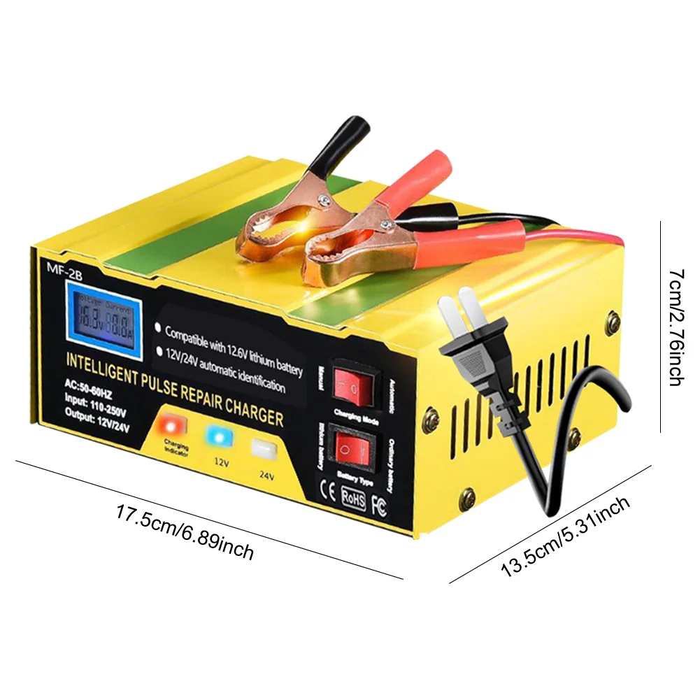 Полностью автоматическое автомобильное зарядное устройство 12 В/24 В ЖК-дисплей