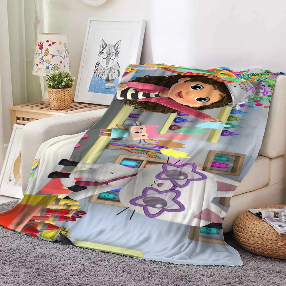 

New Cartoon Gabby's Dollhouse Flannel Blankets Throw Blanket for Kids Lightweight Soft Blankets for Bed Sofa Office 70x100cm