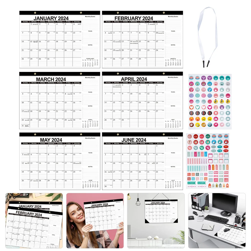 

Настенный бумажный календарь, ежедневное планирование дома 2024, календарь, товары для дома, 1 комплект