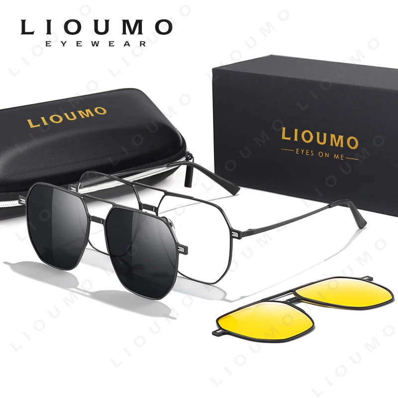 LIOUMO Высокое качество 3 в 1 магнитная клипса очки с защитой от синего света мужские