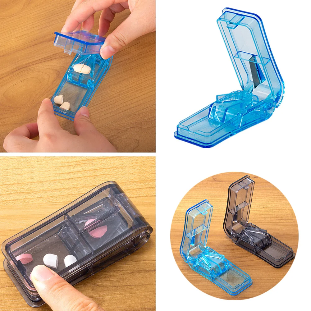 

Medicine Dose Tablet Cutter Pill Caplets Splitter Divide Compartment Storage Box Pill Cutter Home Portable Pill Cutting Box