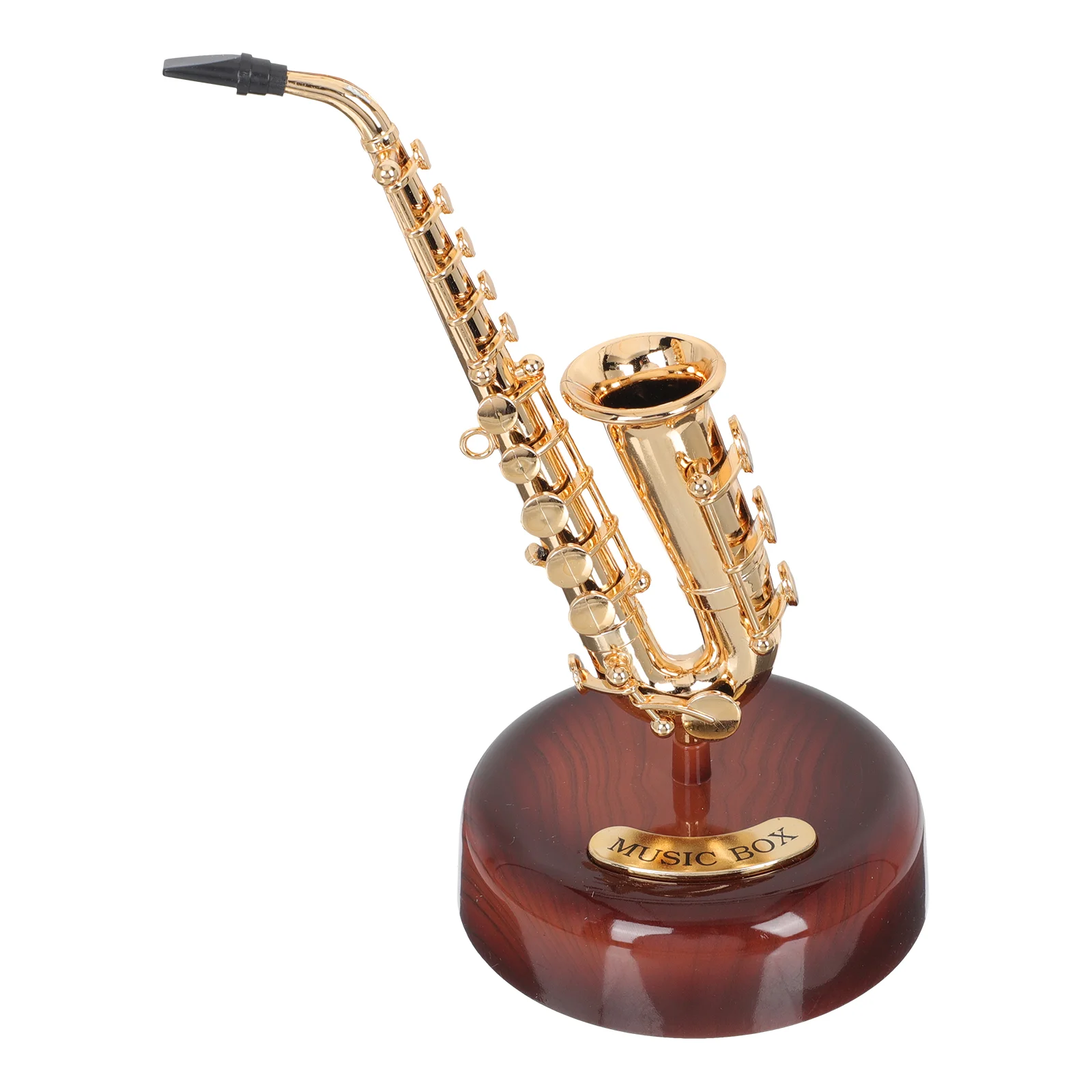 

Music Instrument Box Saxophone Adornment Decor Model Gift Sax Simulation Shape Desktop Delicate Violin Ornament Snow Rotating