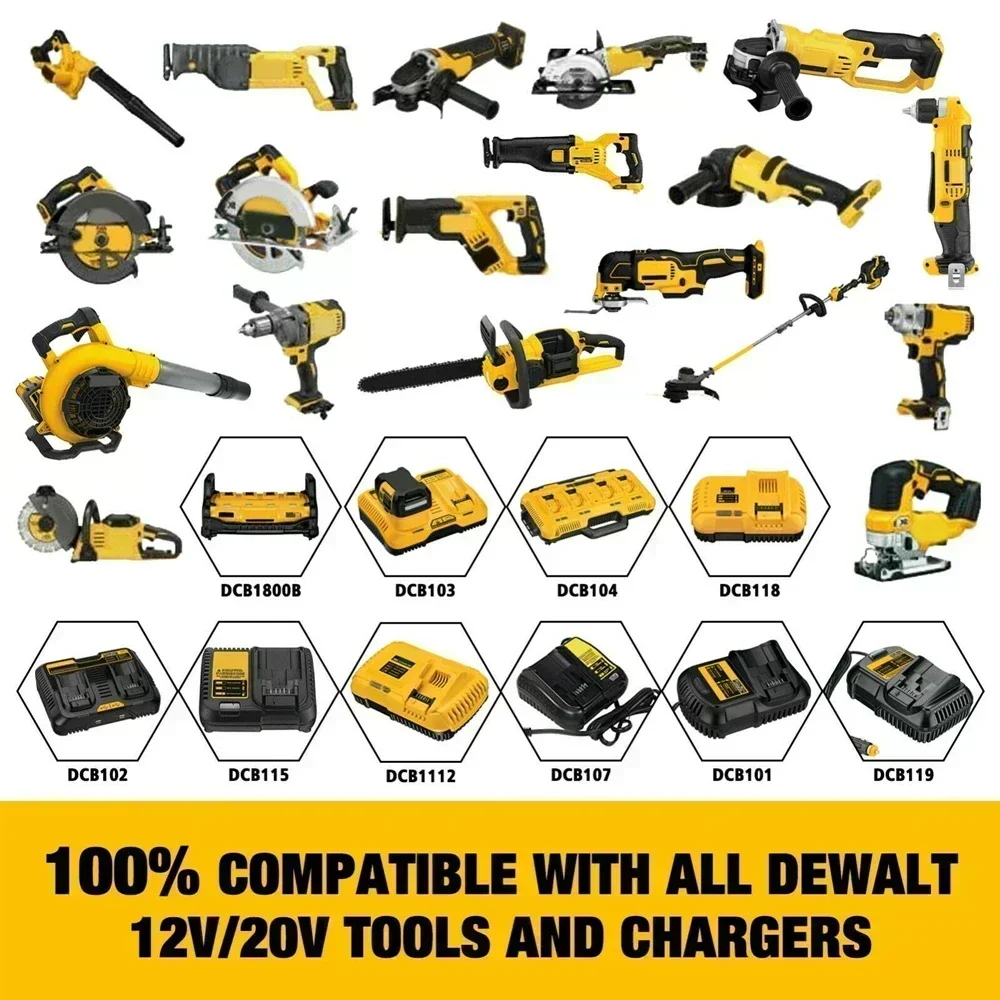 Фото 2024 Обновление аккумулятора DCB200 20 В 6000 мАч, зарядное устройство для Dewalt 18 В DCB184 DCB200 DCB182 DCB180 DCB181 DCB182 DCB201 Аккумулятор для инструментов №4