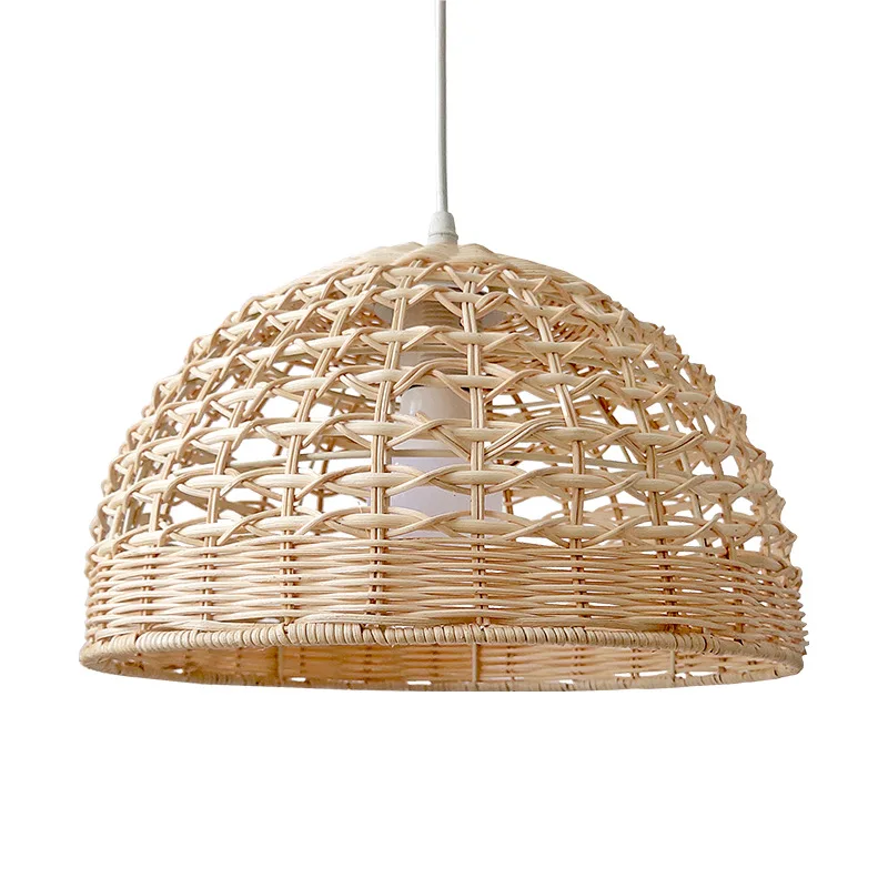 Shade Lamp Lampshade Light Rattan Ceiling Cover Chandelier Floor Hanging Pendant Shades Lighting Wicker Table Bulb images - 6