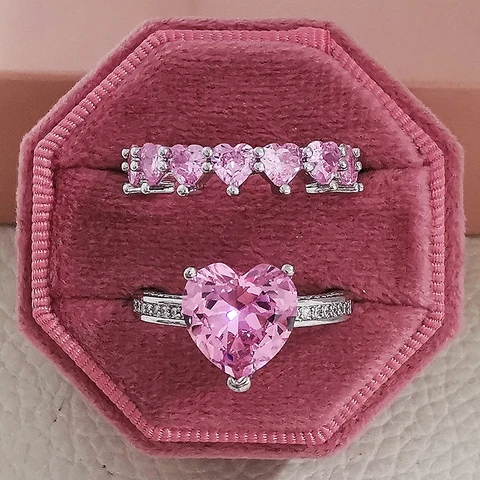 Новинка 2023 Роскошные модные серебристые розовые обручальные кольца вечность для женщин Рождественский подарок ювелирные изделия для влюбленных Z2