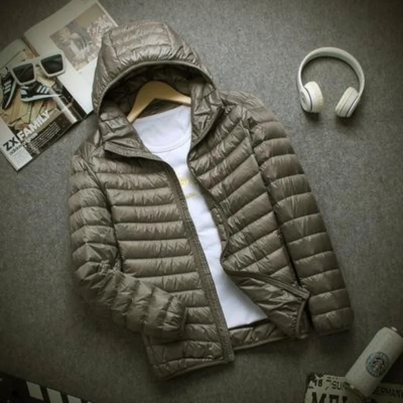 

New Brand Autumn Winter Lit Down Jacket Men's Fasion ded Sort Lare Ultra-tin Litweit Yout Slim Coat Down Jackets