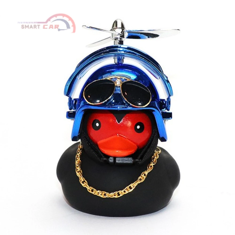 

Motorcycle Duck With Helmet Broken Wind Small Black Duck Road Bike Helmet Riding Cycling Motorcycle Car Styling Decoration Gift