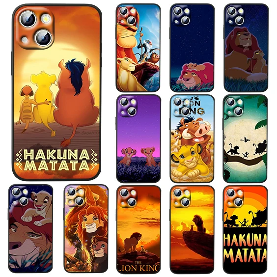 

Disney Lion King Cute For iPhone 14 13 12 11 Pro Max XS Max X XR 7 8 Plus 6S 5S Silicone Black Shell Phone Case