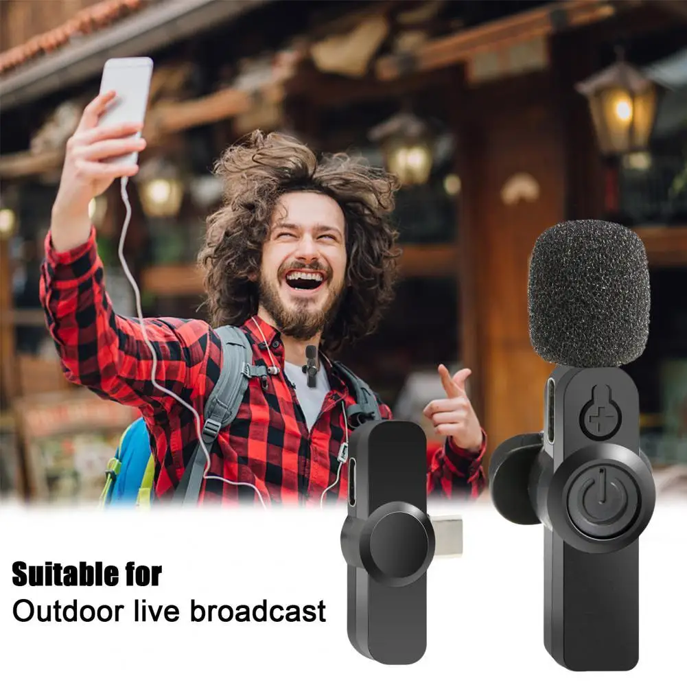 

20m Transmission Range Black 2.4GHz Wireless Collar Clip Microphone for Broadcast