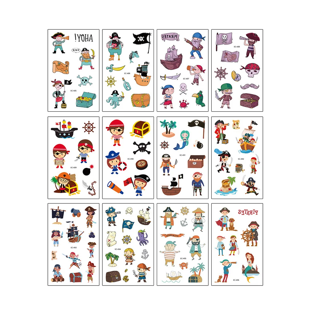 

12 Sheets Stickers Creative Interesting Pirate Body Stickers for Gathering Party