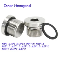 1pc 304 stainless steel carbon steel galvanized inner hexagonal sealing pipe plug with ed ring metric m81 101 121 5