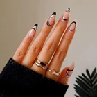 24 шт.кор. миндальные круглые волнистые накладные ногти со съемными искусственными ногтями полное покрытие Типсы для французских балерин накладные ногти