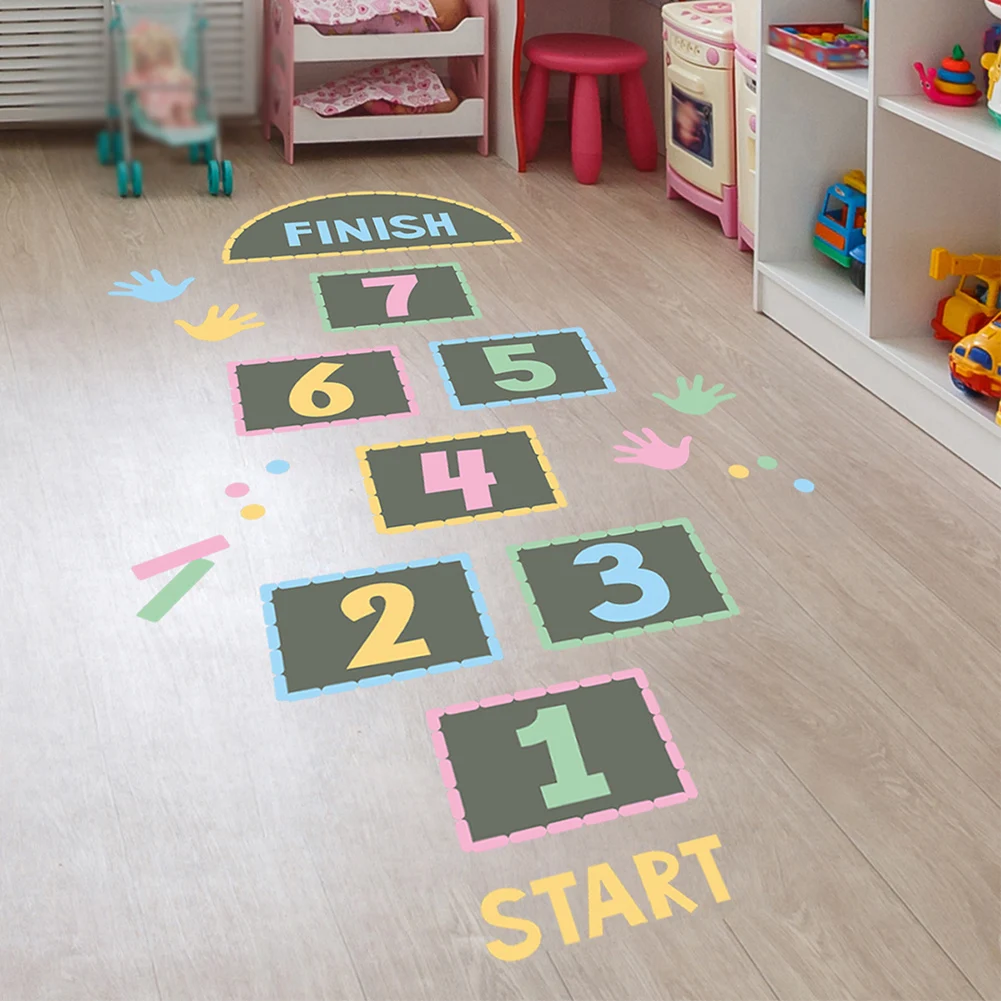 

Digital Grid Floor Stickers Children's Hopscotch Game Creative Cartoon Wall Stickers Living Room Floor Sticker Decoration Decals
