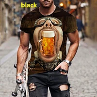 summer beer 3d printing t shirt personality short sleeved t shirt fashion casual t shirt