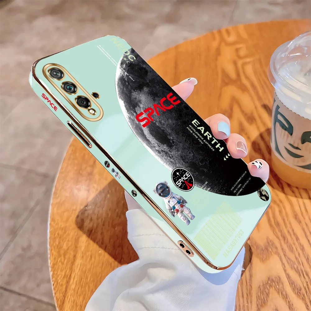 

For Huawei Nova 5T 5i 4 4E 3 3E 3i Luxury Original Square Case Planet Plating Soft TPU Cover Shockproof Cases