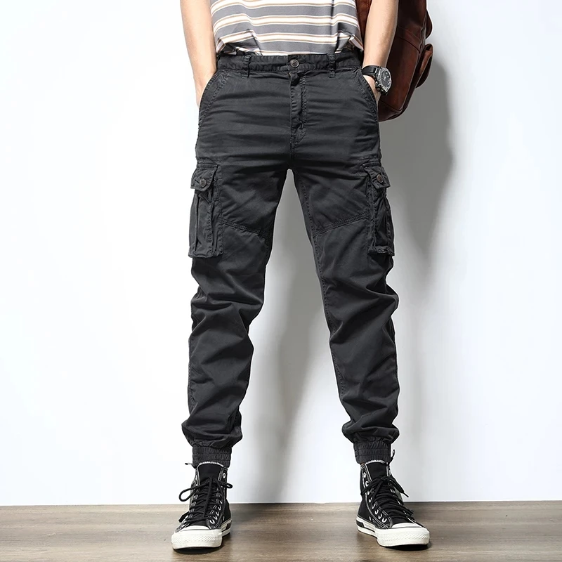 Streetwear Fashion Men Jeans Malachite Green Big Pocket Casual Cargo Pants Hombre Hip Hop Joggers Men Wide Leg Loose Trousers