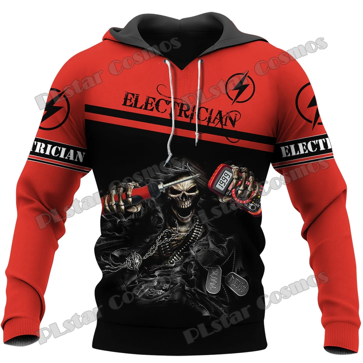 Забавная Мужская толстовка PLstar Cosmos с 3D-принтом черепа электрика, Осенний Повседневный пуловер унисекс на молнии HW29 Забавная Мужская толстовка PLstar Cosmos с 3D-принтом черепа электрика, Осенний Повседневный пуловер унисекс на молнии HW29