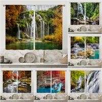 waterfall forest 3d digital printing curtain kitchen short window curtains 2 panels