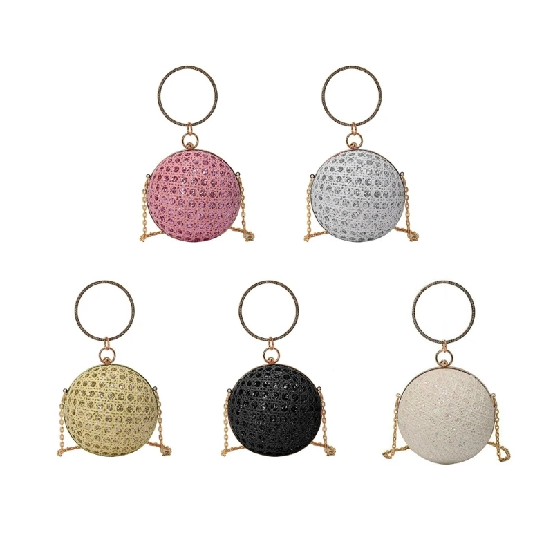 

Fashionable Evening Bag Round Ball Shoulder Crossbody Bags Clutch Purse for Parties and Gatherings
