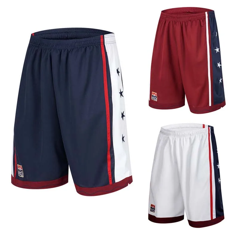 

NEW 2023 Summer Outdoor USA Team Basketball Shorts Male Athletic Gym Sport Running Knee Length Elastic Loose Plus Size M-3XL HOT