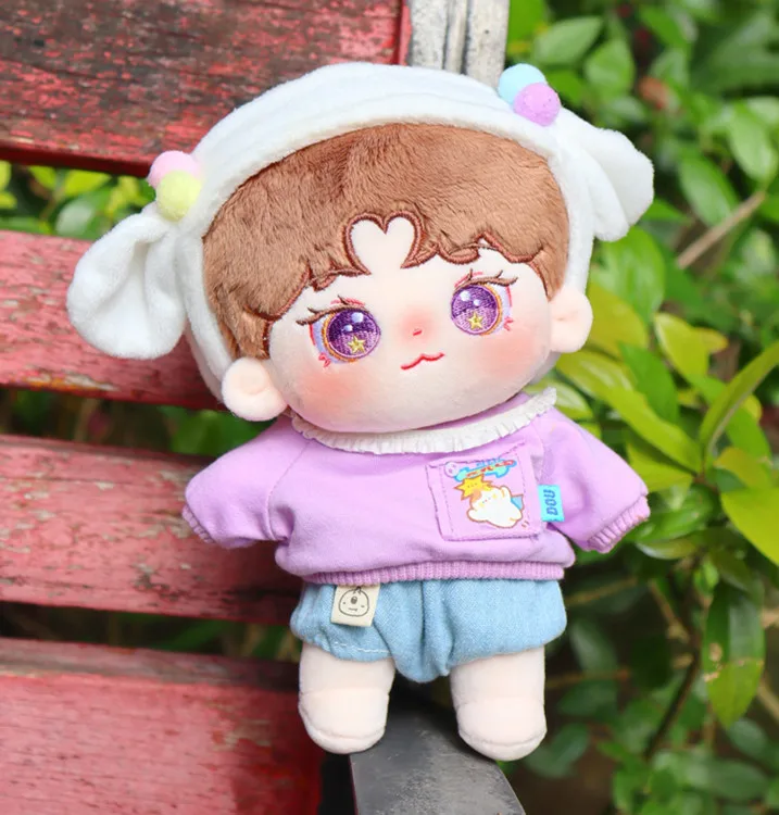 

New 20cm Plush Kpop EXO idol Stuffed Super Star Figure Dolls With Hair Cotton Baby Doll Toys Plushies YiBo Fans Collection Gift